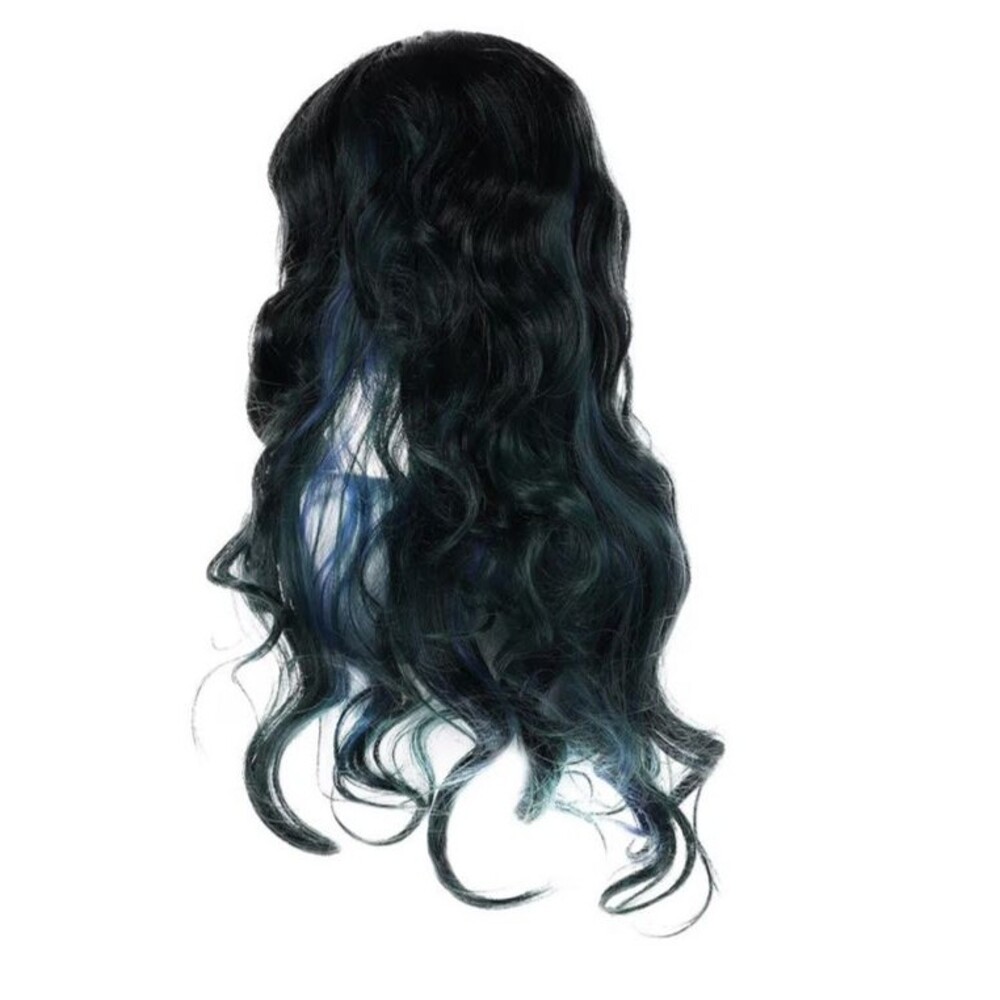 32” Long Gradient Curly Synthetic Wig Wavy Cosplay Wig Blue NEW